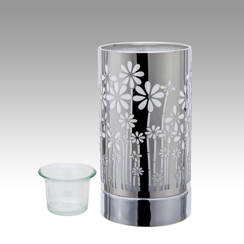 Lampe tactile 7 po avec chauffe-huile / cire - Jardin argenté
