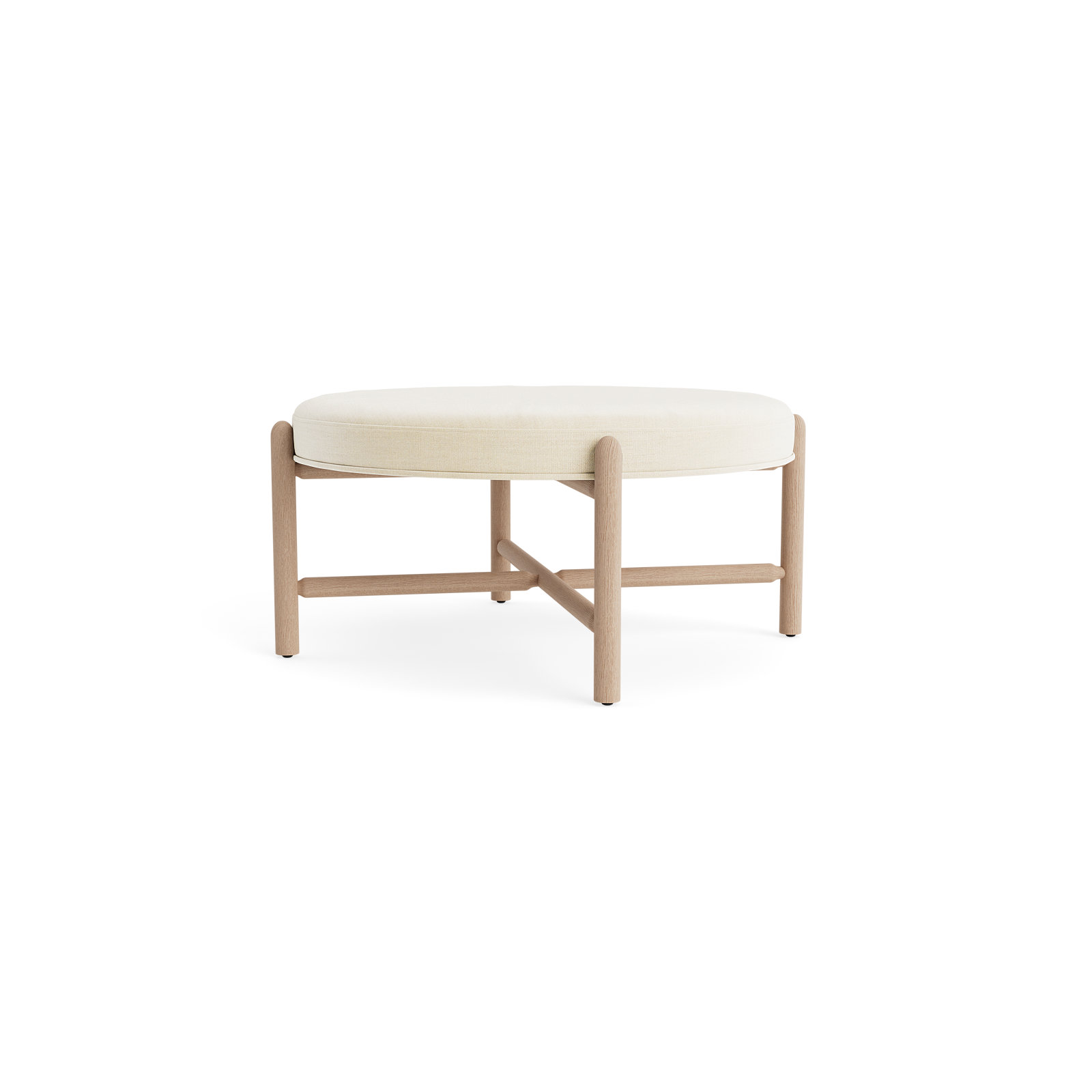 Vane 36" Round Ottoman, Cream, Oak