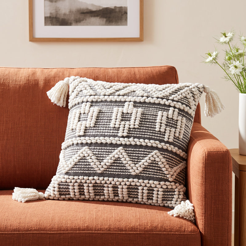 Reni Ikat Cotton Blend Throw Pillow, 18" x 18", Down