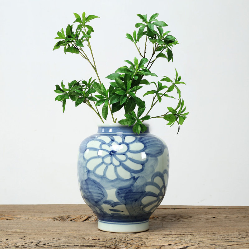 Approx.10" High Blue Vase with Sun Flower