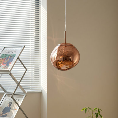 Luminaire suspendu géométrique 1 lumière en verre de lave fondu or rose