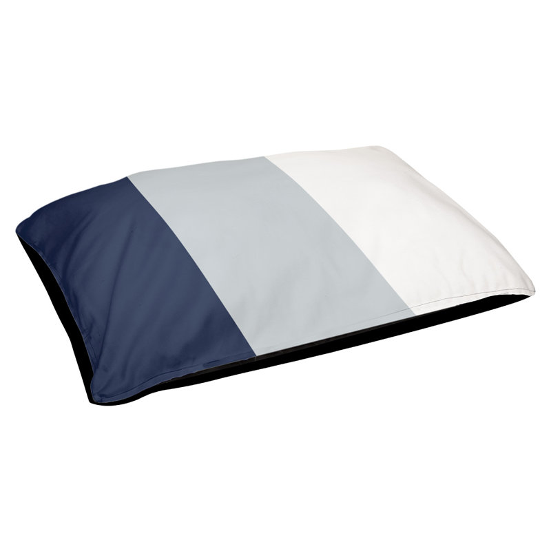 Coussin New York Bronx, Bleu marine foncé / gris / blanc, Très grand (l 50 po x P 40 po x H 17 po)