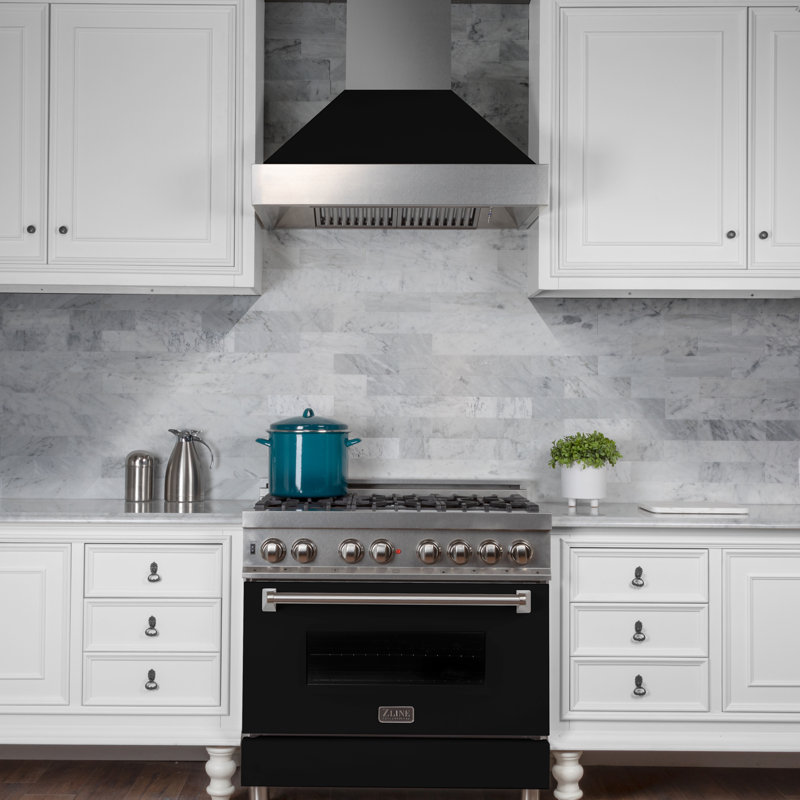 48" Fingerprint Resistant Stainless Steel Range Hood with Fingerprint Resistant Shell (8654SN-48), Black Matte