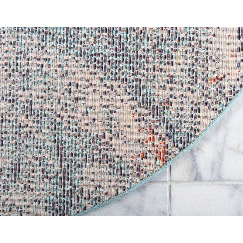 Dimonetta Washable Geometric Indoor Rug, Round 4'1"