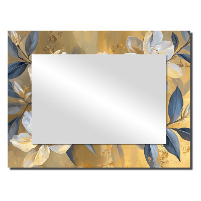 Lueur dorée de rhododendron S Blush I - art mural miroir floral décoratif - imprimé sur métal