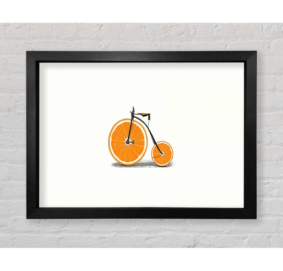 Orangefarbenes Fahrrad Gerahmter Druck