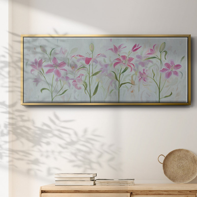 Dancing Pink Trio III - toile encadrée, H 20 po x l 50 po