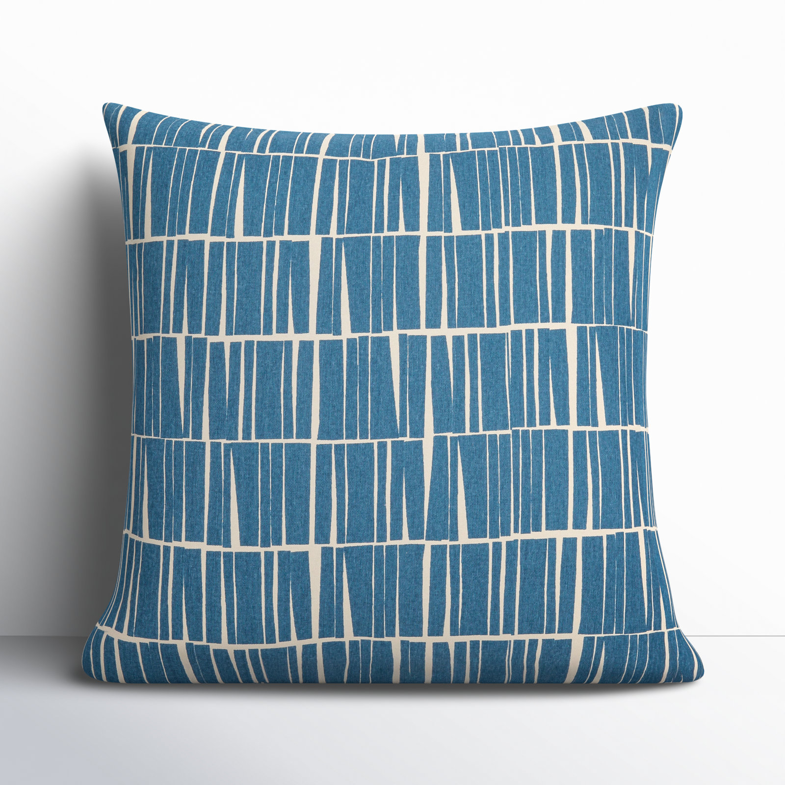 Barrone Cotton Throw Pillow, 20" x 20", Dark Blue/Beige