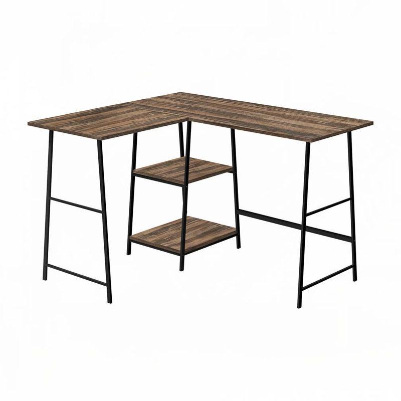 Bureau d'ordinateur en L Home Office, Brun / Noir