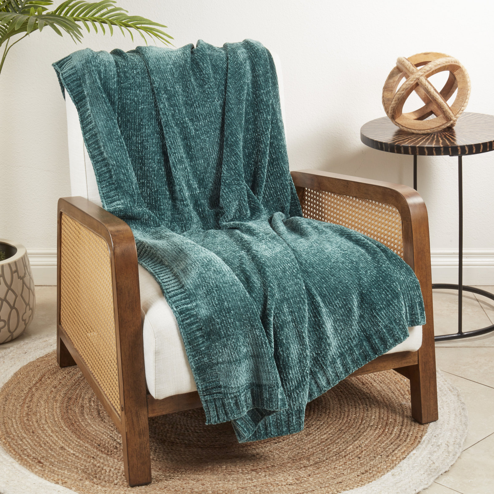 Carley Knit Throw Blanket, Green
