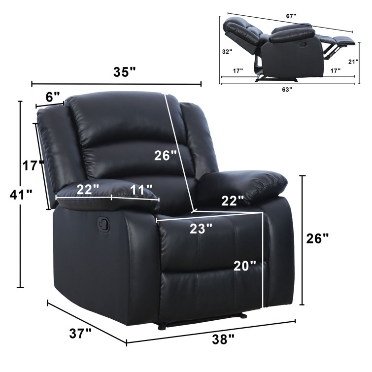 Red Barrel Studio® 39'' Wide Modern and Overstuffed Soft Manual Recliner  with Wide Backrest & Reviews