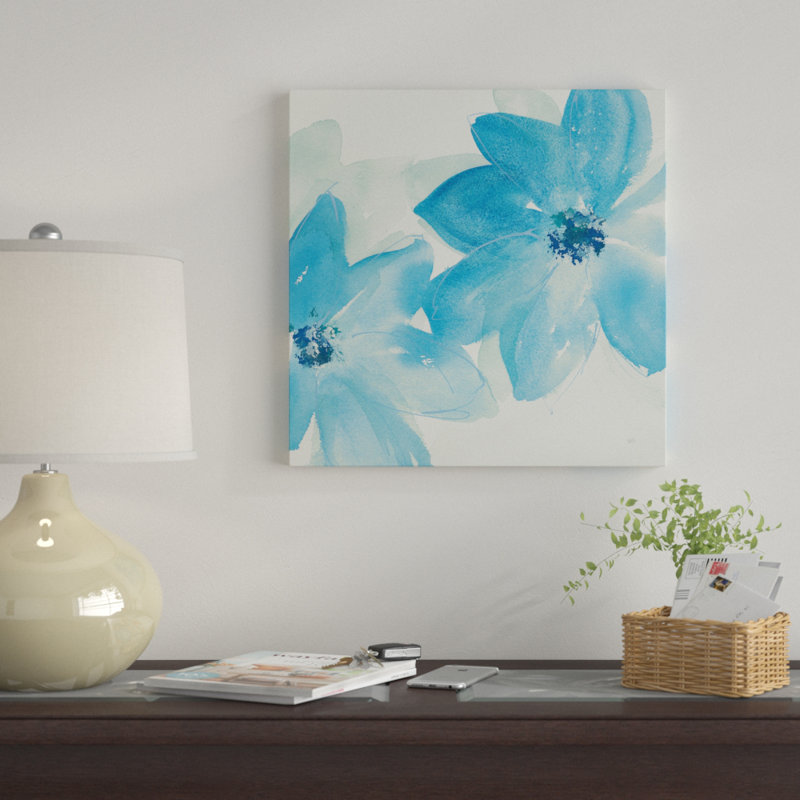 « aqua menthe clematis ii », reproduction sur toile tendue, H 18 po x l 18 po
