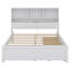 Lit plateforme double avec tête de lit multifonctionnelle et luminaire encastré, lit en bois avec 2 tiroirs latéraux, station de charge-853151617