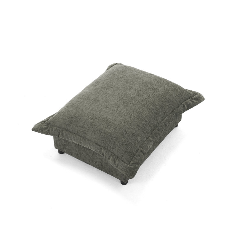 37.37cm Wide Rectangle Solid Colour Footstool Ottoman, Grey