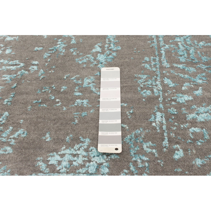 Tapis oriental bleu / gris noué à la main