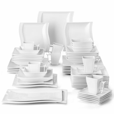 MALACASA Porcelain China Dinnerware - Set of 56 