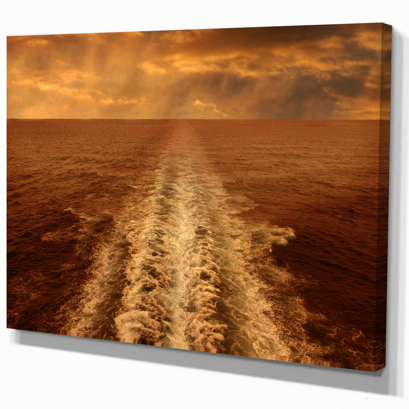 Crépuscule dans l'océan - Imprimé mer et rivage, H 20 po x l 20 po x P 1 po, Toile tendue