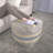Western Handcrafted Fabric Pouf, Beige Blue