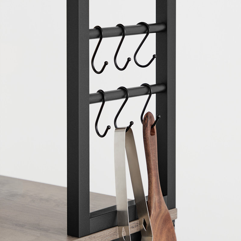 Steel Standard Baker's Rack with Microwave Compatibility, Greige/Black, 65.7" H x 23.6" W x 15.7" D