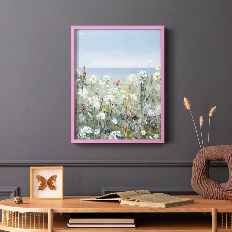 Wild Sea Breeze I, reproduction encadrée - bois massif, Rose, H 10 po x l 8 po