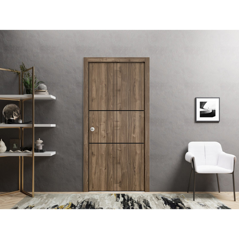 Porte pliante en bois massif massif, Noyer, 56 po x 84 po