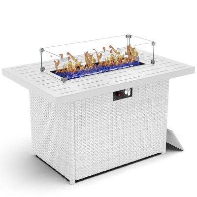 Table de foyer d'extérieur au gaz propane de 44 po avec pare-vent en verre Alturas