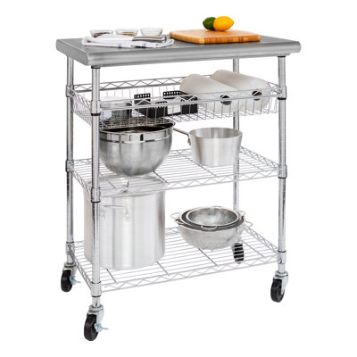 NSF-Certified Stainless Steel Kitchen Island Cart on Wheels