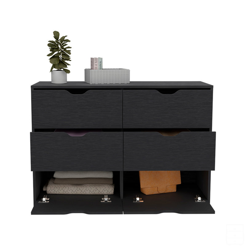 Commode, quatre tiroirs, Noir foncé