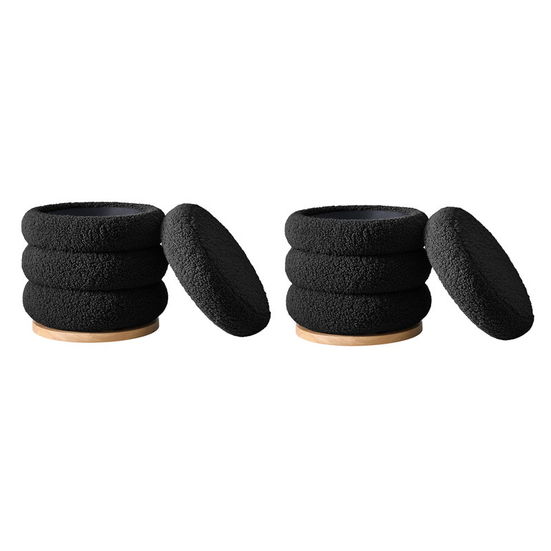 Repose-pieds rond pivotant avec rangement 360 ° Rosa, Noir