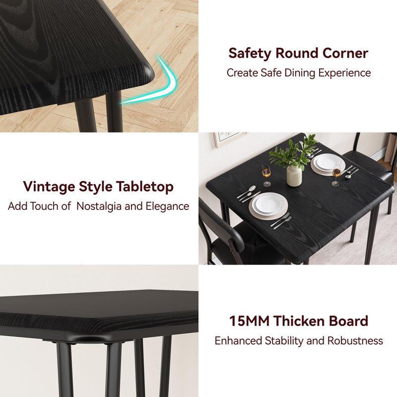 Dining Table Set of 2, Black