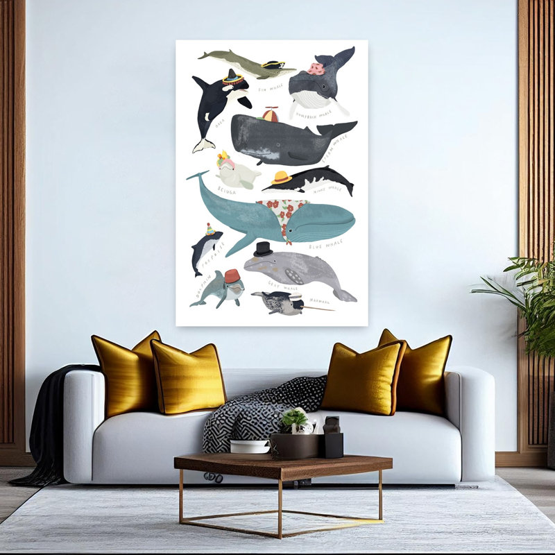 Art contemporain Art contemporain baleine dauphin, H 60 po x l 40 po