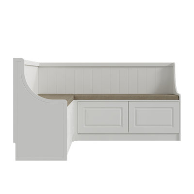 63" L-Shaped Corner Dining Bench with 4 Storage Drawers and Upholstered Backrest, Modern Farmhouse Breakfast Nook Banquette