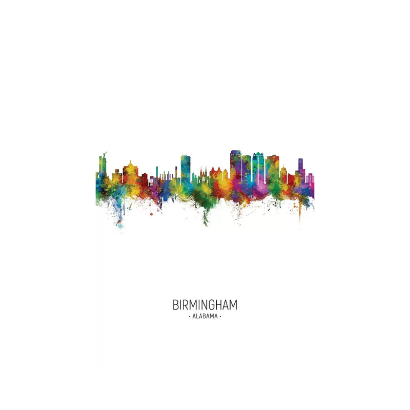 Birmingham Alabama Skyline Portrait by Michael Tompsett - 1 Piece Wrapped Canvas Wall Art, 20.32 cm H x 30.48 cm W
