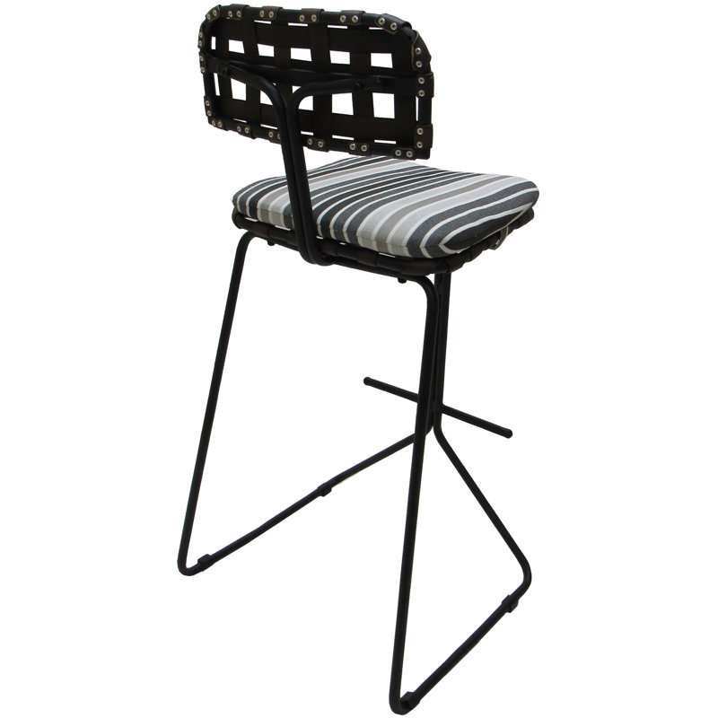 Tabouret de bar en métal avec coussin Ayyash, Noir, Grey