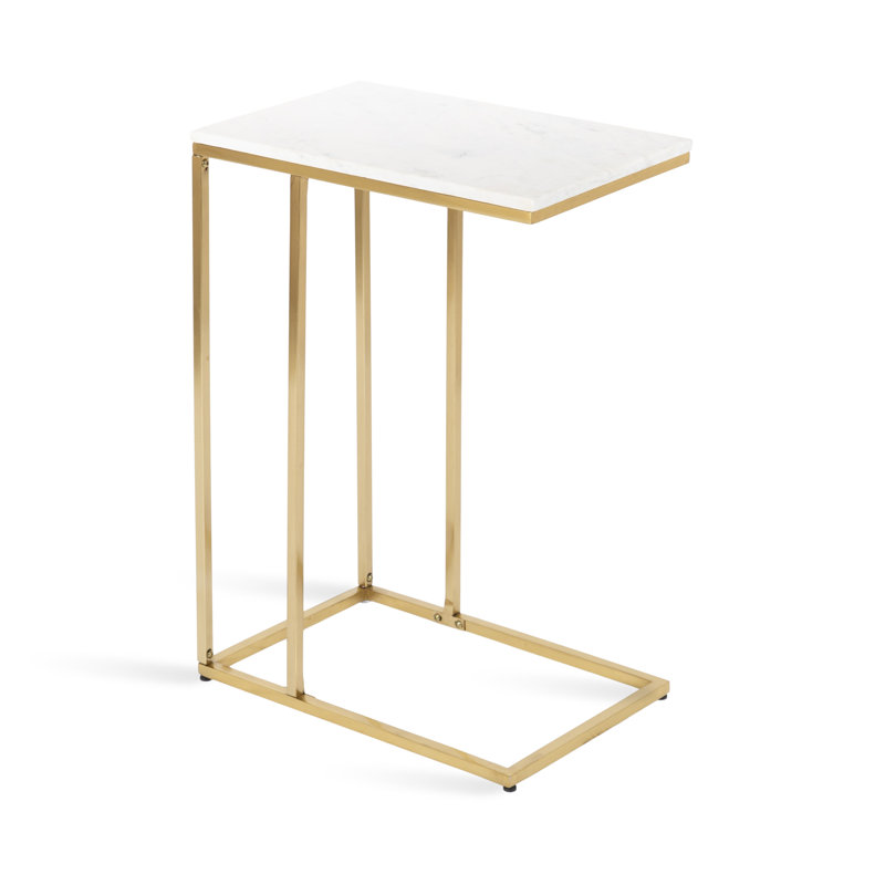 Amneet 27" Tall C End Table, White/Gold