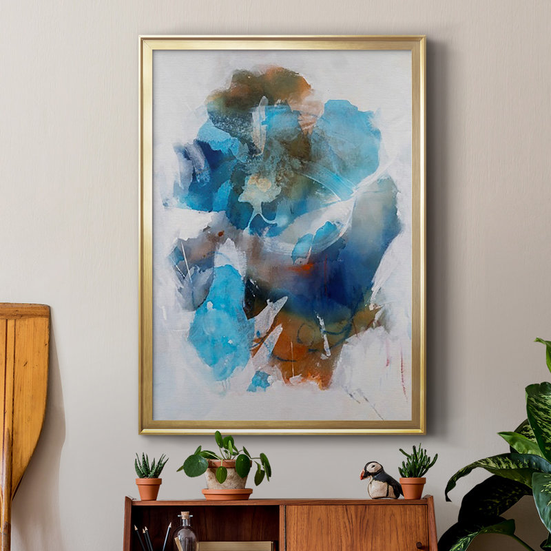 «Misty Blue II», reproduction encadrée de qualité supérieure - Prêt à être accroché-2848054, Or