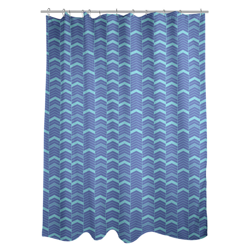Rideau de douche simple à chevrons, Bleu / bleu sarcelle