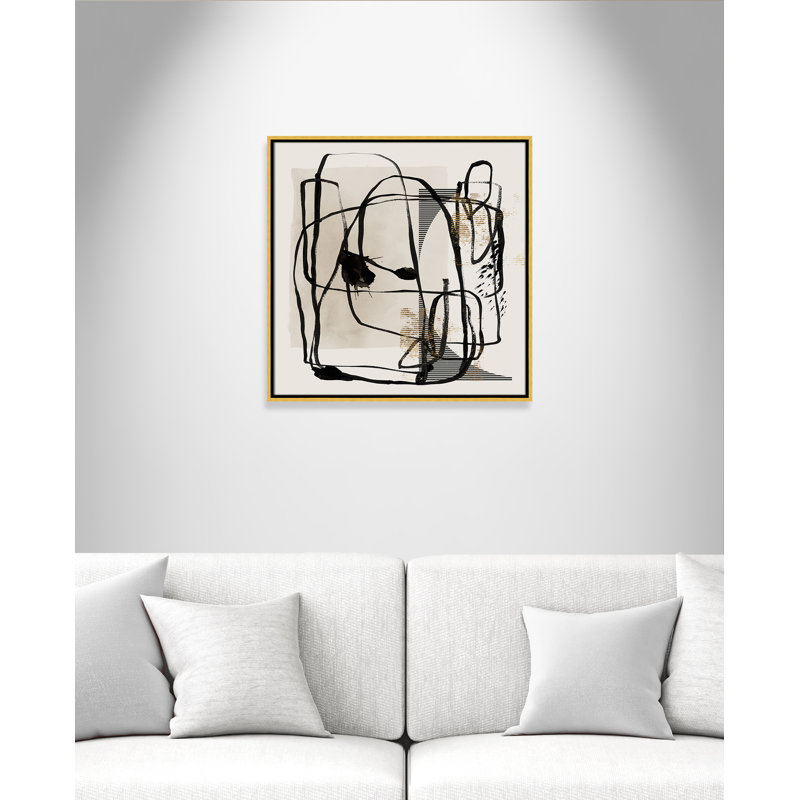 «Blot I» par Isabelle Z, Toile avec cadre, L 25,5 po x H 25,5 po, Flotteur doré