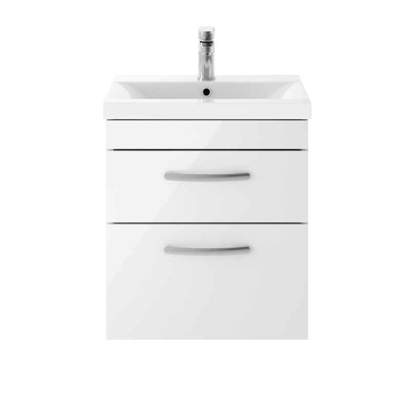 Athena 510mm Single Bathroom Vanity with Integrated Ceramic Basin, Gloss White