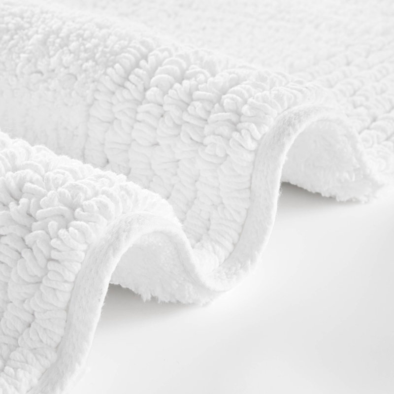Plush 100% Cotton Tufted Reversible Bath Rug, 3000 GSM - Ultimate Comfort & Durability, White