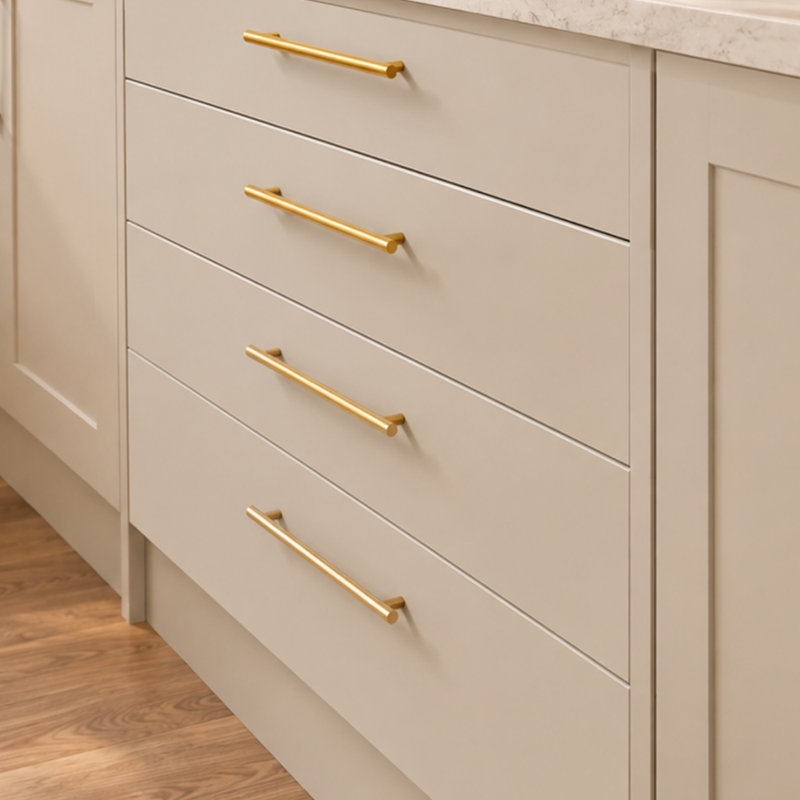 TRIXES 8-Pack 200 mm T-Bar Handles, Gold-Finish Stainless Steel - Modern T-Bar Handles for Furniture - Suitable for Kitchen Cupboards, Drawers, Bathroom Cabinets & More - Easy Installation