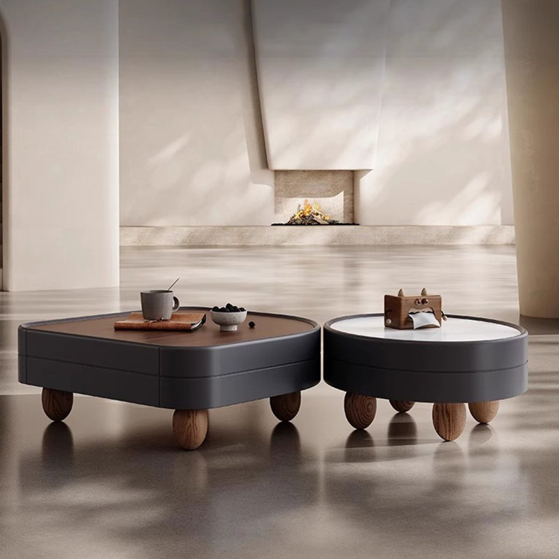Table basse moderne avec pierre et bois