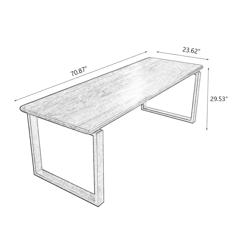 Walnut Rectangular Solid Wood desk, 29.53" H x 70.87" W x 23.62" D