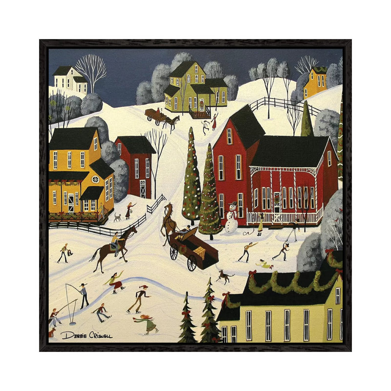 Christmas Cheer by Debbie Criswell - Painting on Canvas, 45.72 cm H x 45.72 cm W, Black Framed