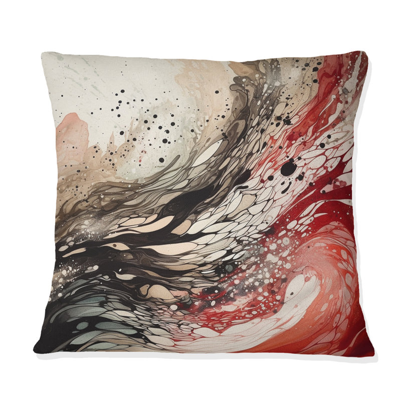 Coussin décoratif rouge et noir Agate I - imprimé abstrait