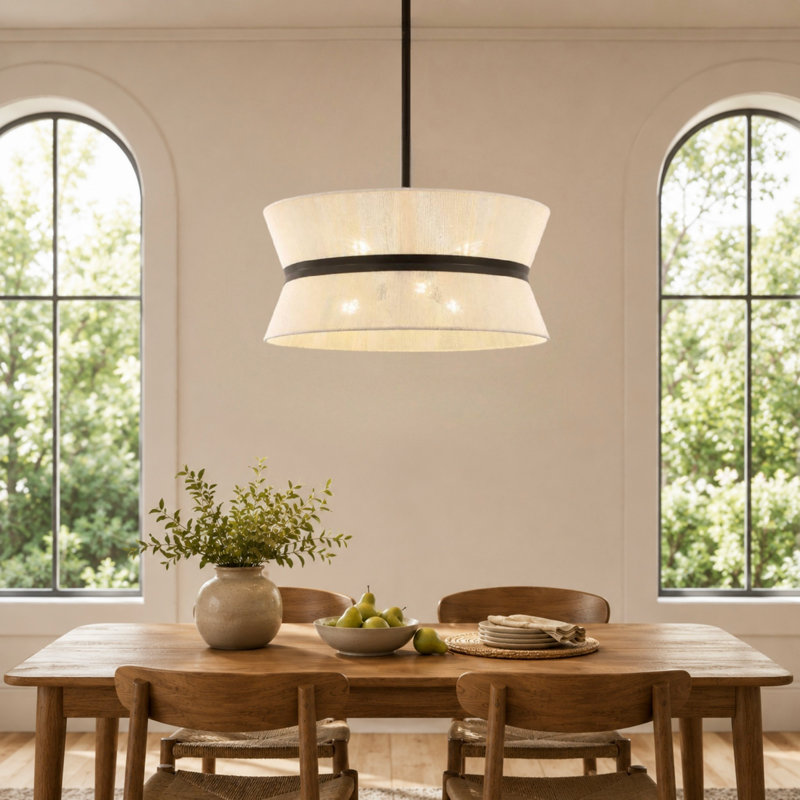 Lustre tambour en corde 19 lumières 19,7 po Modern Coastal, Bronze, Beige