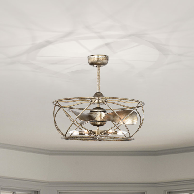 Ventilateur de plafond à 3 pales de 14,8 po avec télécommande et ensemble d'éclairage Arwed