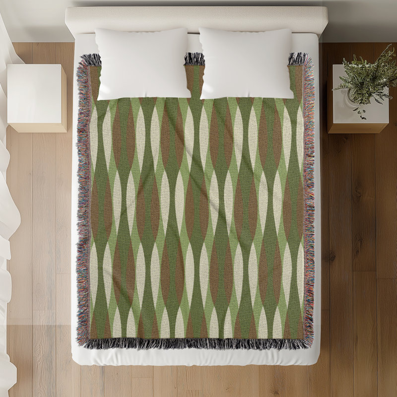 Jeté en mélange de coton Jordyn, L 60 po x l 60 po, Chartreuse