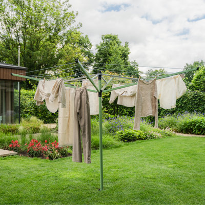 Brabantia Lift-O-Matic Outdoor Clothesline (164 ft) with Ground Spike, Cover, Clothespins and Bag