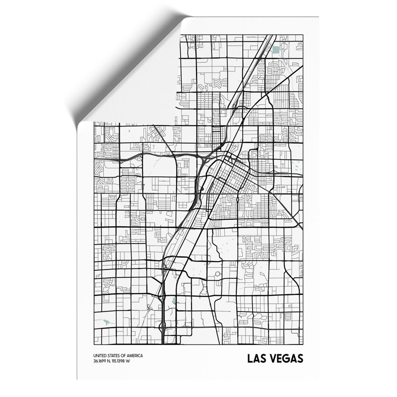 Map Las Vegas USA - Frameless Print, 30cm H x 21cm W x 0.1cm D